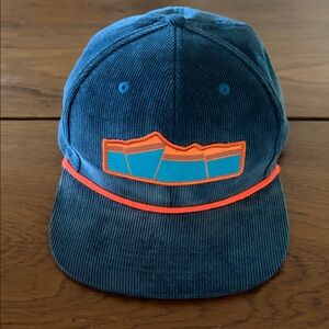 Men's Teal Corduroy Hat with Orange Accents